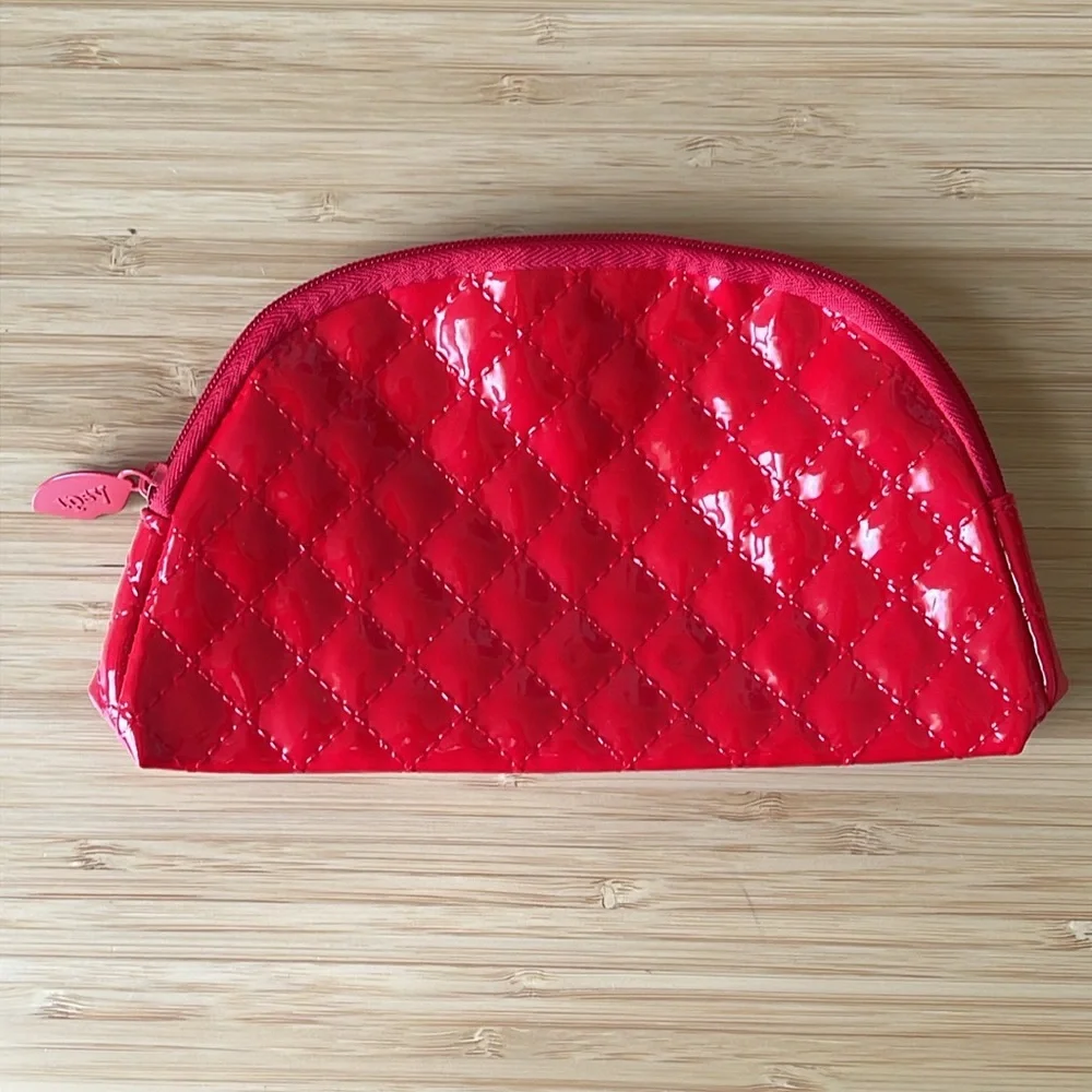 Ipsy Bag - Glossy Quilted Red Cosmetic Pouch
